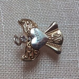 Godmother Angel with heart Brooch Pin
